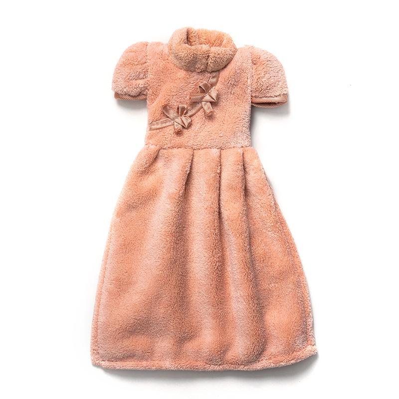 Chinese Style Qipao Soft Coral Fleece Hand Towel - Absorbent Kitchen Handkerchief, In Stock