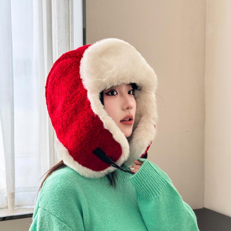 Winter lamb wool women's thickened windproof and cold hat men's outdoor ski hat autumn and winter ear protection cotton hat