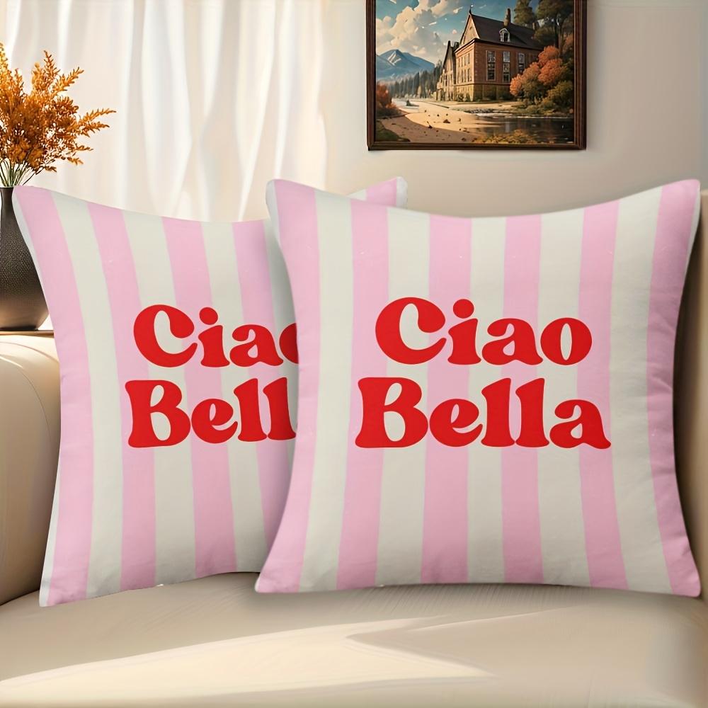 2D Flat-2pcs Striped Letter Print Decorative Throw Pillow Covers, No Inserts Included Sofa chair cushion cover