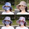 Fashion Floral Tea Picking Cap Wide Brim Anti-UV Agricultural Work Hat Neck Protection with Mask Sun Visor Cap for Women