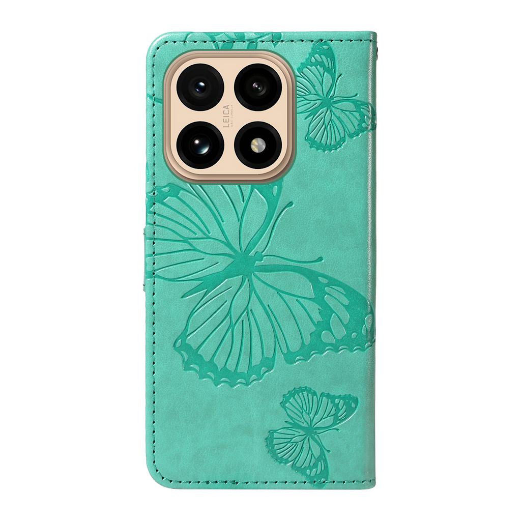 For Xiaomi 15T Wallet Case Floral Butterfly Imprinted Leather Phone Cover Stand -  Green