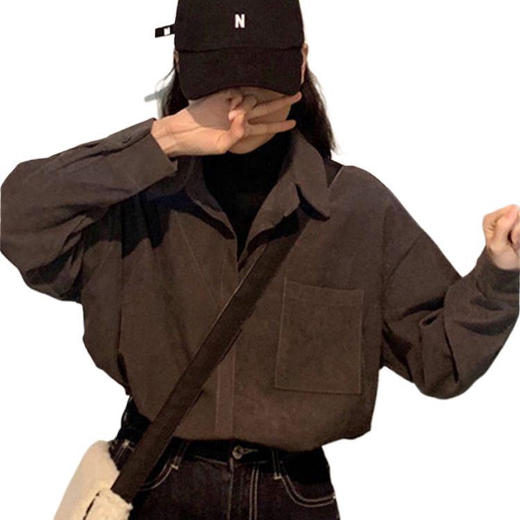 Chic Fake Two-Piece Loose Long-Sleeved Shirt for Fall/Winter