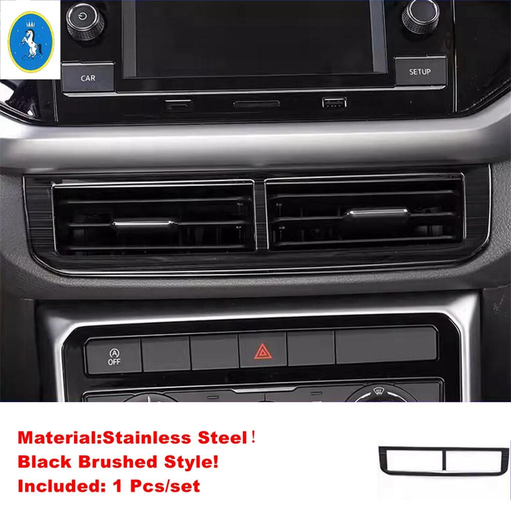 

ABS Auto Center Middle Air AC Conditioning Vent Outlet Frame Cover Trim Accessories For Volkswagen VW T-cross Tcross 2018 - Black Burshed