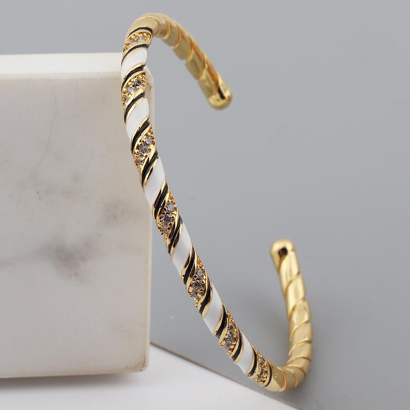 

12 Colors Bohemia Twisted Geometric Enamel Bangles For Women Girls Punk Colorful Copper Cubic Zirconia CZ Bracelets Party Gift белый