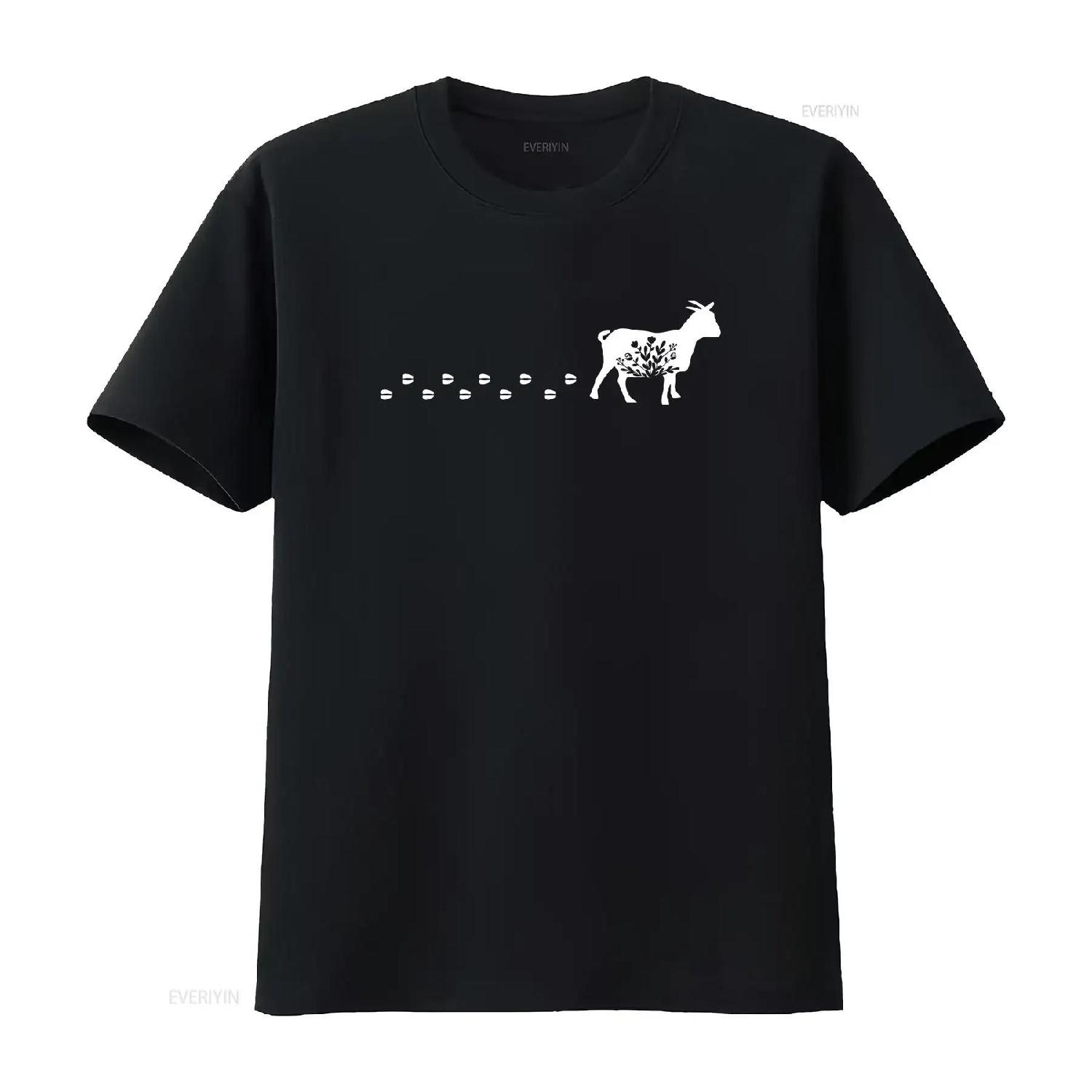 Цветочная футболка с козлом Милый Любовник Сельскохозяйственное Животное Шоу винтажный Стирка уличная одежда графическая Повседневный мужской Немного дизайнерская одежда S чёрный