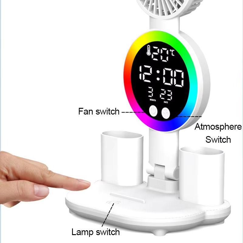 Clock Date Display Rechargeable LED Table Lamp with Clock Display Night Light & Reading Light for Home & Study Desk