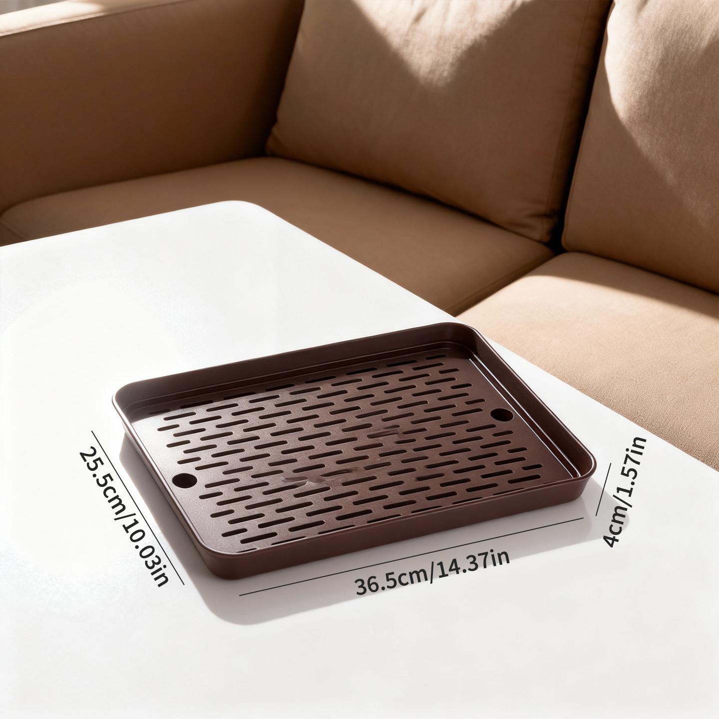 Rectangular Plastic Double-Layer Drain Tea Tray Large Capacity Cutlery Tea Cup Storage Tray Fruit Dessert Food Serving Tray