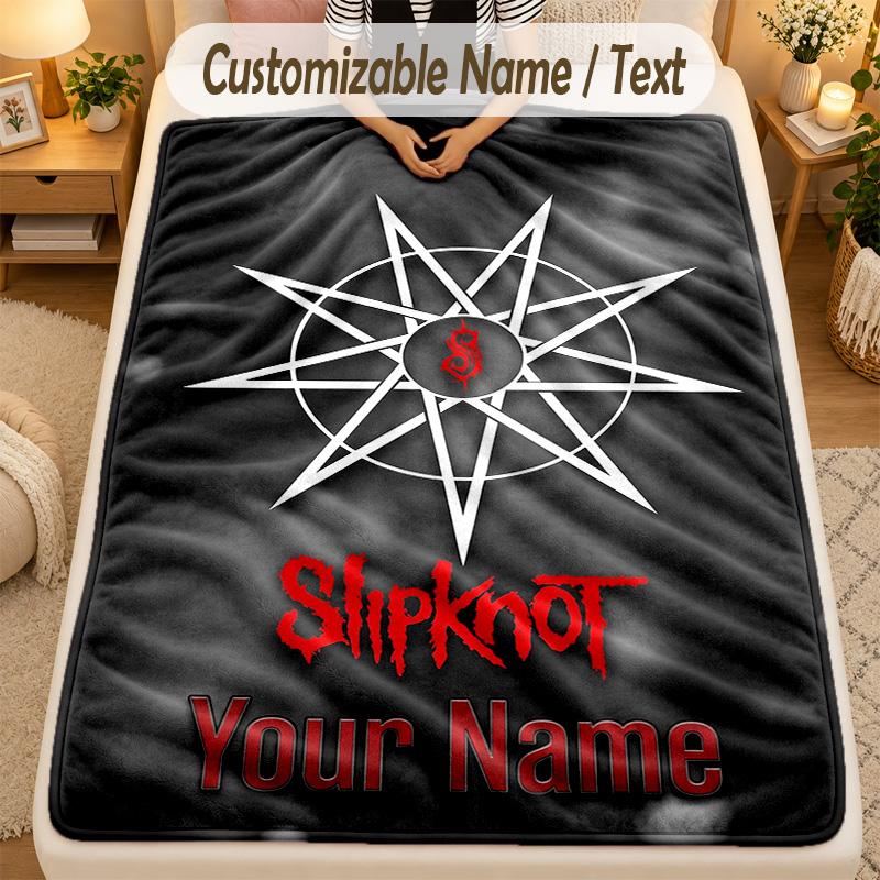 Flannel BlanketSlipknot Custom Name Text Personalized Soft Warm Throw Blanket Home Decor Gift