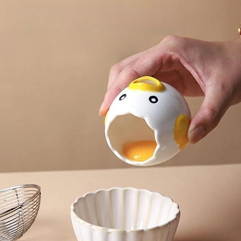 1 Stück Kreativer Keramik-Eiklar- und Proteintrenner Haushaltliches Eiflüssigkeits- und Eigelb-Sieb Backwerkzeug Leicht zu reinigen