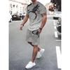 Funny 3D Cat Print Men's Sets Summer Casual O-neck Short Sleeve Tops Shorts 2 Piece Fashion Lion Pattern Suit T-Shirts Outfit