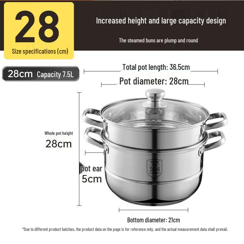 COOKER KING 28cm 304 Stainless Steel 2-Tier Steamer Pot