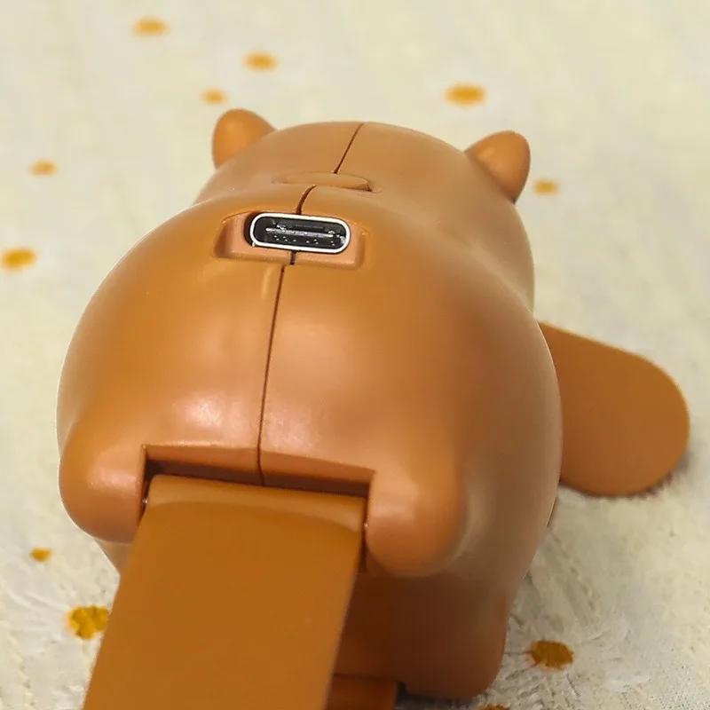 Tecknad Kapybara Klocka Fläkt för Barn 3 Hastigheter Armbandsfläkt Mjukt Band Bärbar Handhållen Kylning Gåva Födelsedagskalas Småpresenter