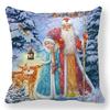 Christmas Decor Cushion Cover Christmas Gifts Home Party Decorative Pillow Cover Winter Snow Scene Animal Angel Print Pillowcase