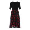 Women's Patchwork Swing Chiffon Dress Short Sleeve V Neck Midi Dress Plus Size Floral Wedding Guest Dress Summer Beach Flowy Sundress