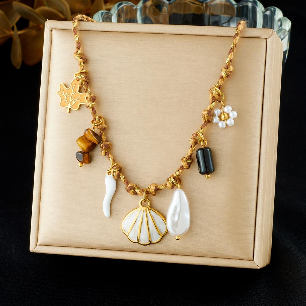 Ocean Themed Necklace for Women Starfish Shell Turtle Pendant Trendy Sea Creature Charm Jewelry