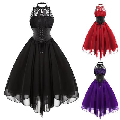 Frauen Sexy Spitzenkleid Vintage Kleid Retro Gericht Prinzessin ärmelloses Minikleid