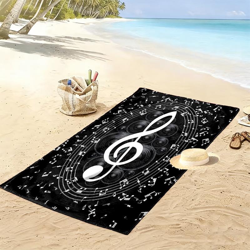 Telo Mare con Stampa Note Musicali, Telo Grande Morbido Asciugatura Rapida per Spiaggia Campeggio Nuoto