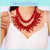 Red Coral Geometric Pendant Necklace For Women With Resin And Electroplate Finish