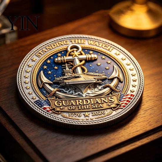 They Stood The Watch Challenge Coin Guardians of Sea Coin, Souvenir Coast Guard Double-sided Engraved Collectible Gift for Navy Veteran Keepsake