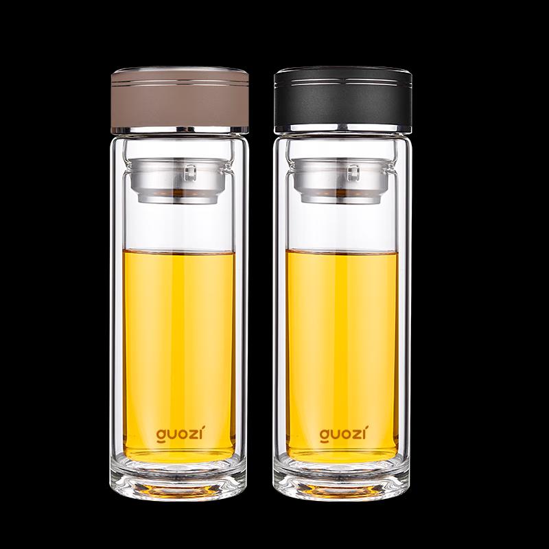 GUOZI GZ-S59 Star Business Double-Layer Glass Tea Infuser Cup 350ml