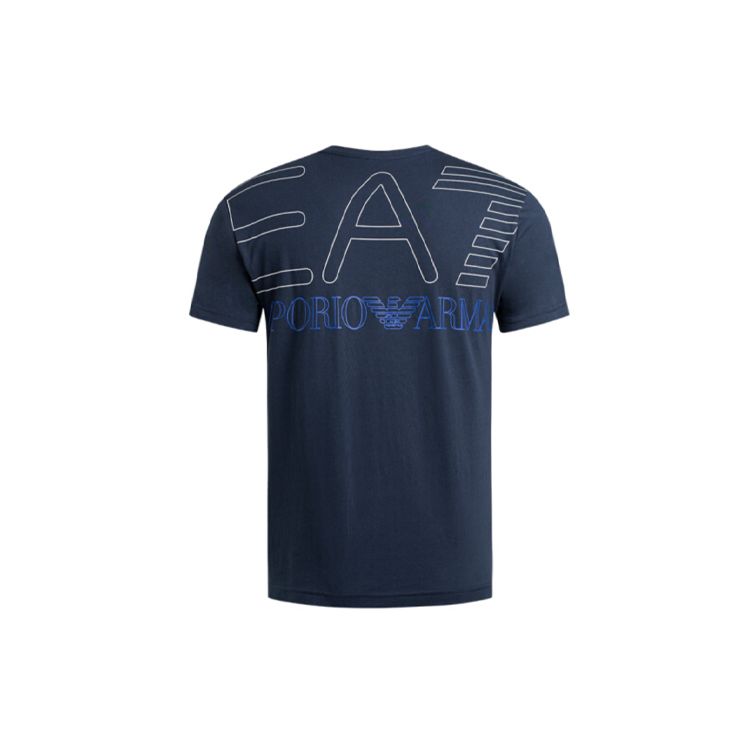 Emporio Armani EA7 Round Neck T-Shirt With Large EA7 On The Back Men tops Navy-Blue 3GPT05-PJ02Z-1554 M