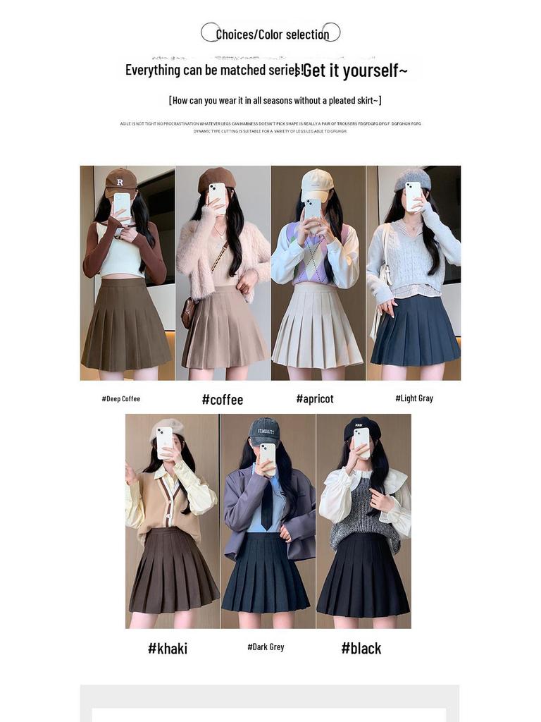 Wool Pocket Pleated Skirt for Women - High Waist, Thick, Retro, Short Skirt for Autumn & Winter