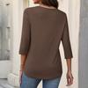 Damskie bluzki z rękawem 3/4, koszulki z dekoltem V, casualowe bluzki, podstawowe t-shirty