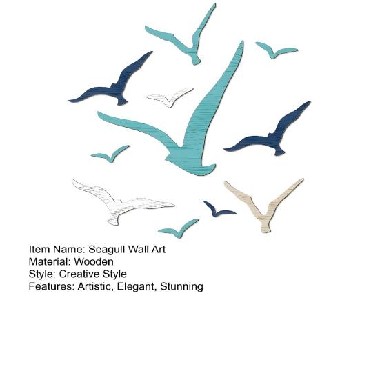 11 Pcs Wood Nautical Seagull Wall Art Handmade Coastal Theme Wall Decor Vintage Flying Sea Bird Wall Sculpture for Home Bathroom Lake House