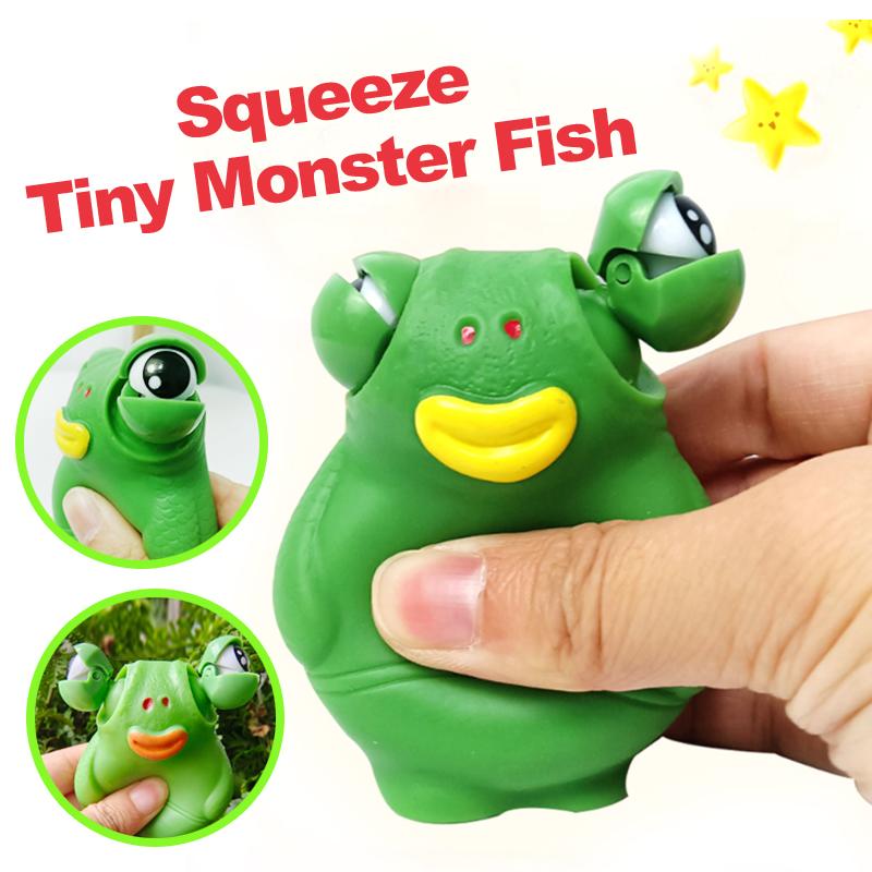 Tiny Monster Fish Squeeze Fidget Toys Tpr Squishy Anti Stress Decompression Toy Funny Stress Relief Toy For Kids Adults J153
