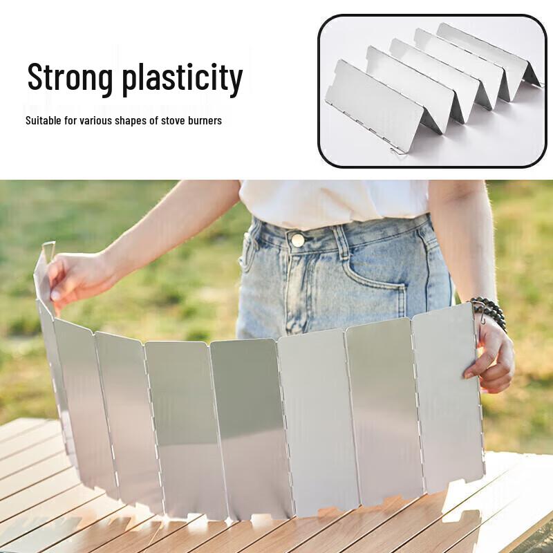 10Pcs Camping Wind Shield for Gas Stove, Foldable Aluminum Wind Screen with Storage Bag