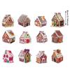 Weihnachtsdekorationen Holz Bunt Lebkuchenhaus Dekorationen Weihnachtsbaumschmuck Heimaufhänger Handgemachte Weihnachtssets