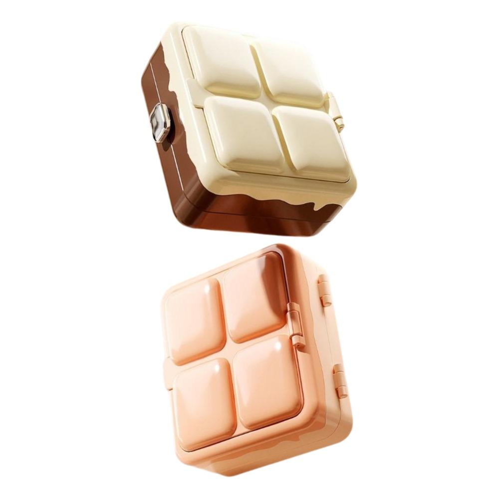 

2Pcs Plastic Double-layer Storage Box Cream Series Mini Jewelry Storage Box Exquisite with Mirror Sundry Items Storage Box