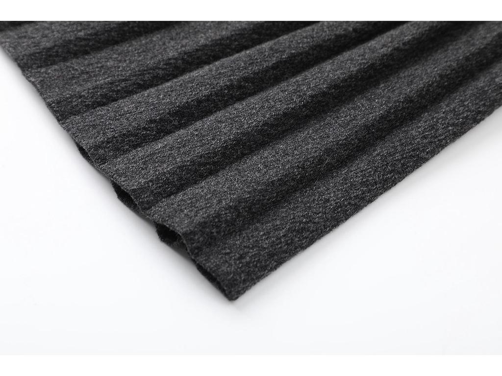 2026 Spring A-Line Pleated Wool Skirt - Slimming Petite Fit with Wood Ear Edge Waist