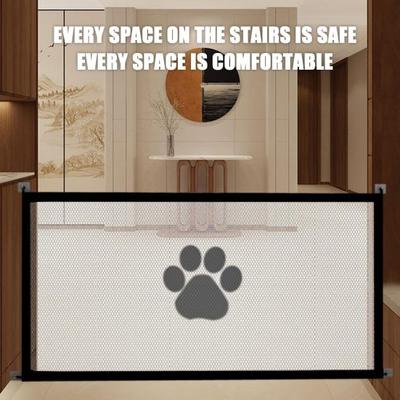 Retractable Mesh Dog Gate for Stairs Portable Pet Safety Net Easy Install Indoor Fence for Kids And Pets