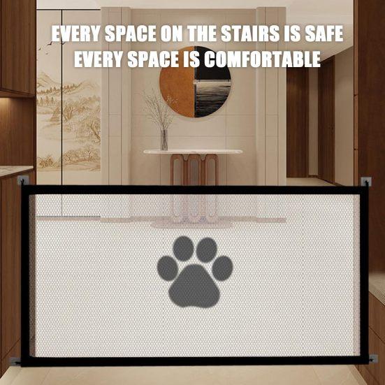 Retractable Mesh Dog Gate for Stairs Portable Pet Safety Net Easy Install Indoor Fence for Kids And Pets