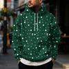 Men's Casual Loose Fit Hoodie with Christmas Print and Large Pockets