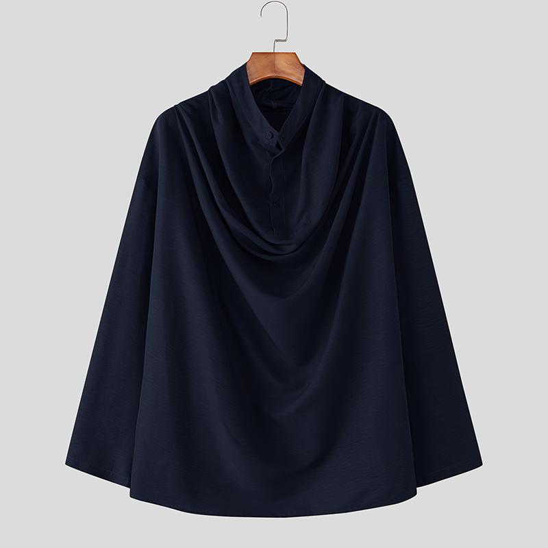 

INCERUN Мужские рубашки с отложным воротником, длинным рукавом, на пуговицах, повседневные, свободного кроя S синий