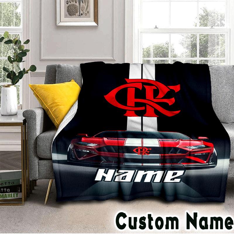 Custom Name Spirit Flamengo Throws Blanket Flannel Blankets for Couch Bed Gifts for Men Women Picnic Blanket Christmas Fan Gifts