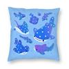 Polka Dot Whale Shark Square Pillowcase Polyester Linen Velvet Pattern Zip Decorative Throw Pillow Case Home Cushion Cover