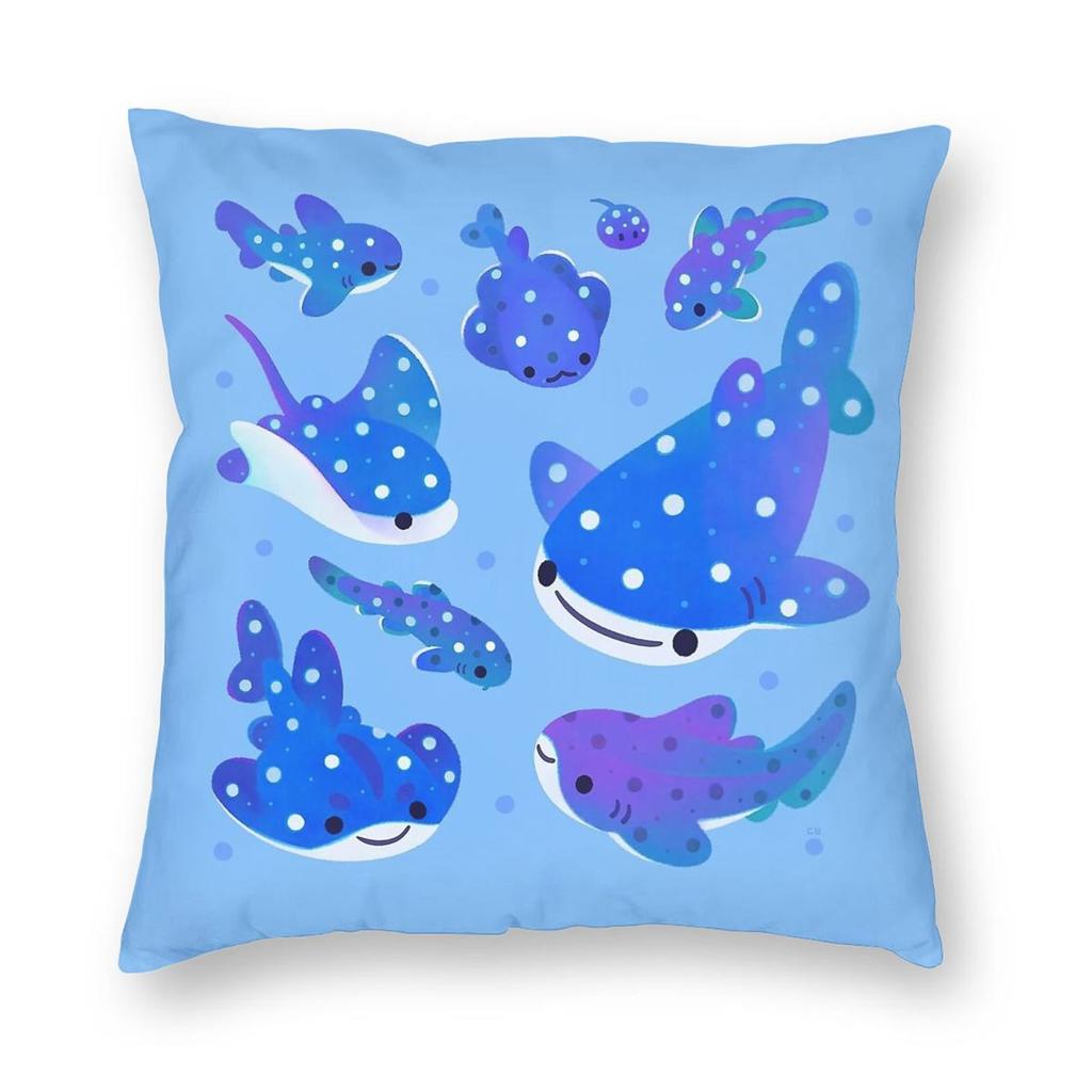 Polka Dot Whale Shark Square Pillowcase Polyester Linen Velvet Pattern Zip Decorative Throw Pillow Case Home Cushion Cover
