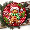 1pc Christmas Gingerbread Man Candy Cane Metal Wall Sign, 7.8x7.8 Inch Rustic Farmhouse Tin Decor Indoor Outdoor