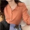 Chique gebreide polo-cardigan voor dames – Zwart lange mouw, Lente/Herfst Stijl, Veelzijdig kort trui topje