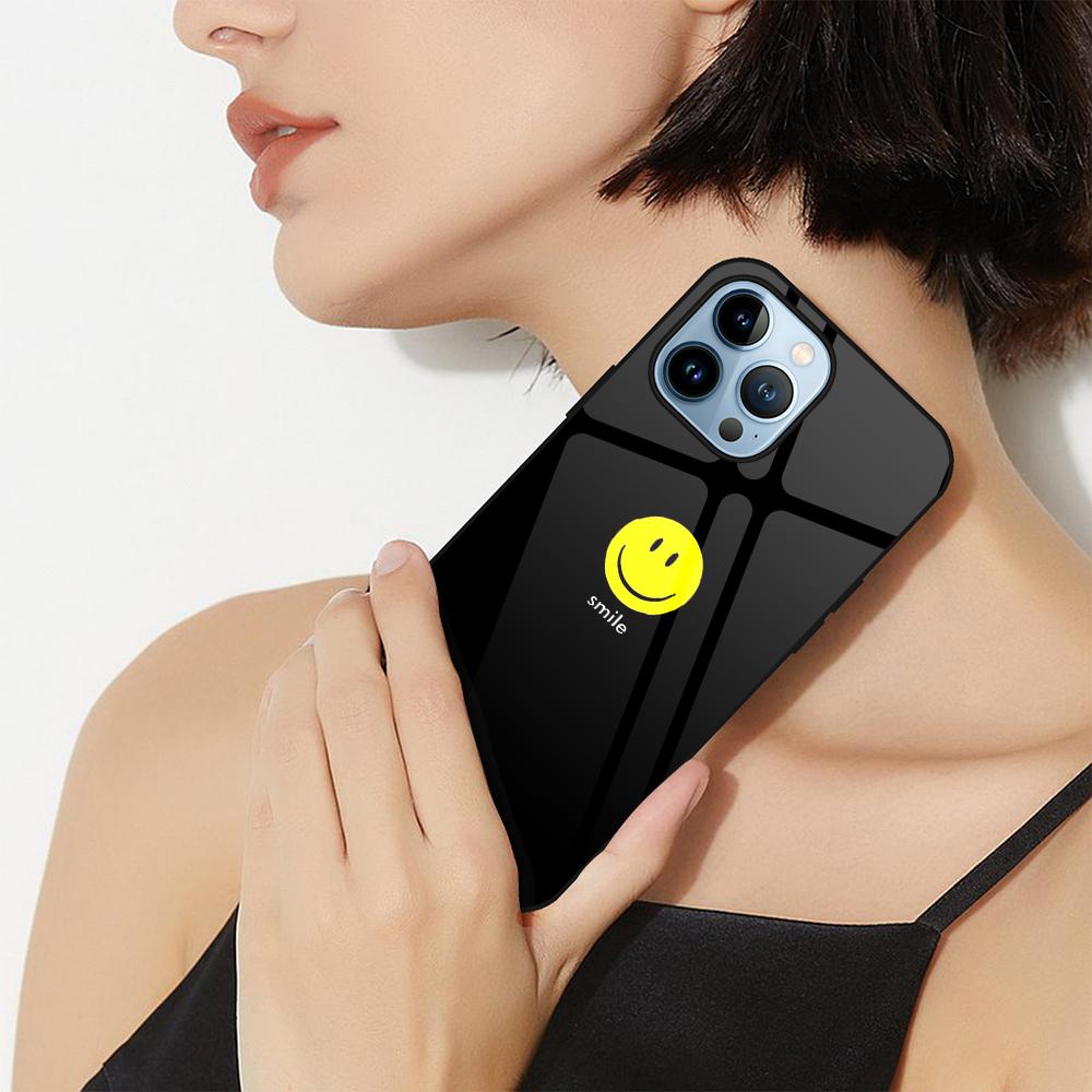 Cartoon Cute Smilely Case For Iphone 14 13 11 12 Pro Max Mini Xs Xr X 7 8 6s Plus Se 2022 Tempered Glass Protection Shell Coque