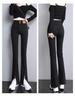 Women's High Waist Wide Leg Micro Flare Jeans - Slimming, Tall Leg-Lengthening, Split Hem, Spring/Autumn Korean Style