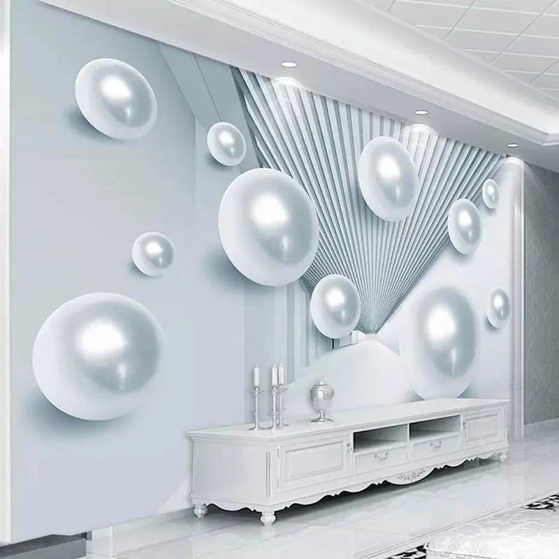 Papier peint moderne et tendance 3D motif boule spatiale stéréo, décoration murale pour salon, TV, canapé