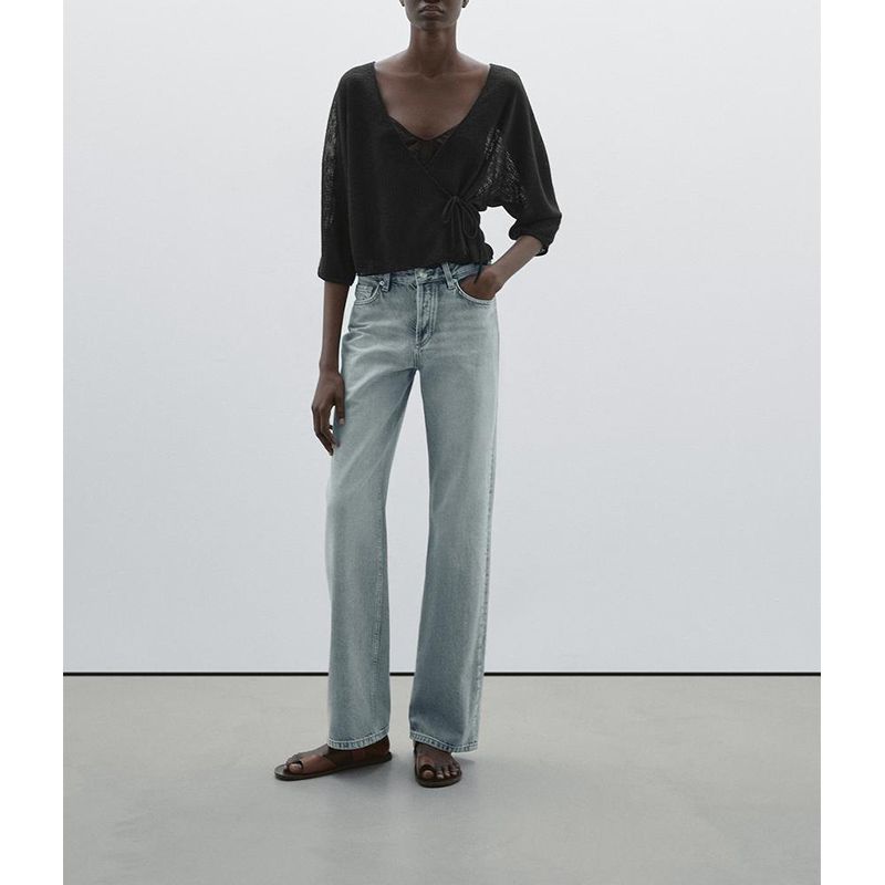 MD Spring/Summer New Arrival Women's Clothing New Chinese Style Elegance Black Strap Design Lightweight V-neck Knitted Jacket 6835301