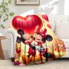 1x Throw Blanket - Romantic Mickey and Minnie Mouse Heart Design,