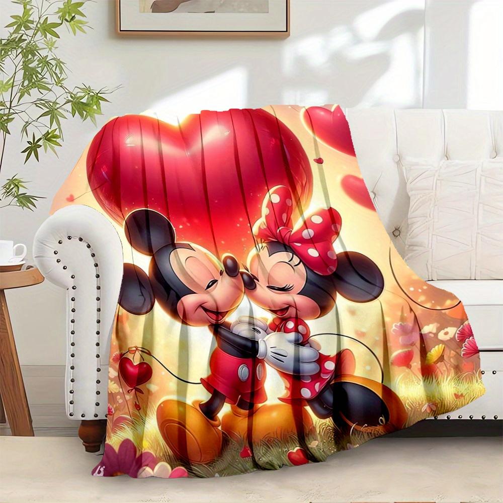 

1x Throw Blanket - Romantic Mickey and Minnie Mouse Heart Design, Perfect for Bedding Small Bedspread, Sofa Blanket, Gift Idea, Home Decor, 130x150cm