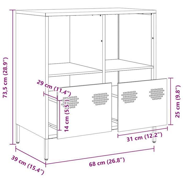 VidaXL Black Buffet 68x39x73.5 Cm Cold-Rolled Steel, Storage Furniture, Kitchen Storage Furniture, Furniture 851358