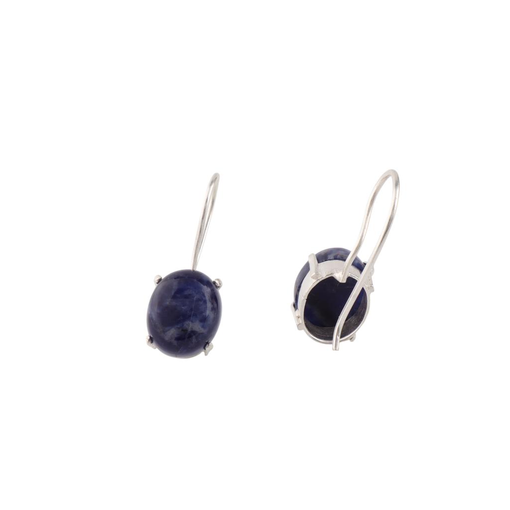 Natural Sodalite Gemstone 925 Sterling Silver Jewelry Handcrafted Earrings 1.05" EE-173-30